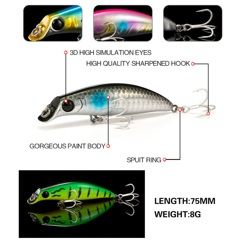 Umpan pancing Minnow 7.5cm 8g, - Fishing Lure Jerkbait ulasan dan harga
